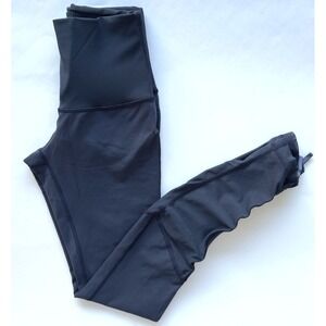 Lululemon Speed Tight Leggings Ruched‎ At Ankle Mesh-Navy Blue-Women's Size 6